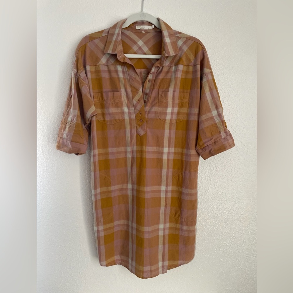 Prana Orange Deryn shirtdress. Size M.